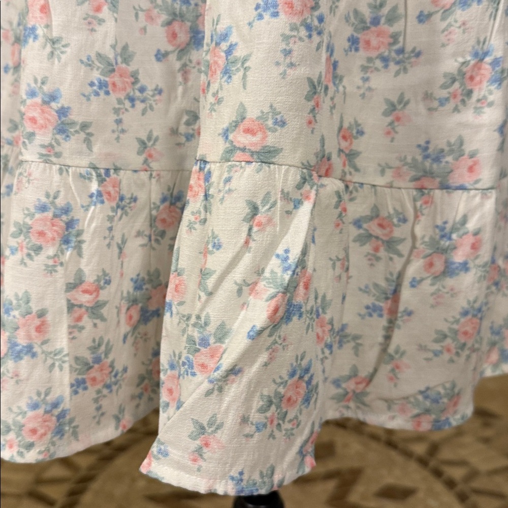 ALTARD STATE WHITE FLORAL BABY DOLL Puff Sleeve Dress MD - Picture 3 of 13